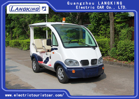 중국 Seater 작은 톱 라이트/4 관광 차를 가진 백색 전기 안전 경비 차량 48V DC 체계 협력 업체