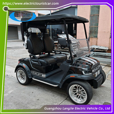 2 Seaters Electric Golf Cart with Power-Assisted Steering Double Swing Arm Suspension and Foldable Windshield